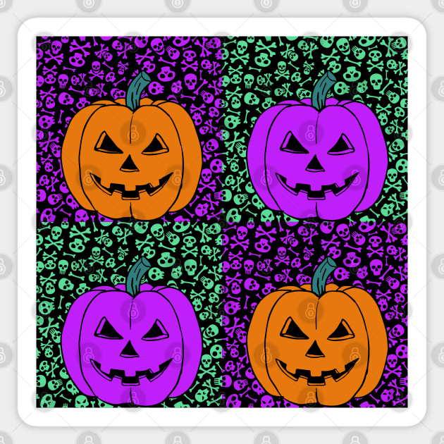 Scary Evil  Pumpkin Face Halloween Graphic Art Sticker by ChasingTees